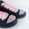 Converse black pink pearls